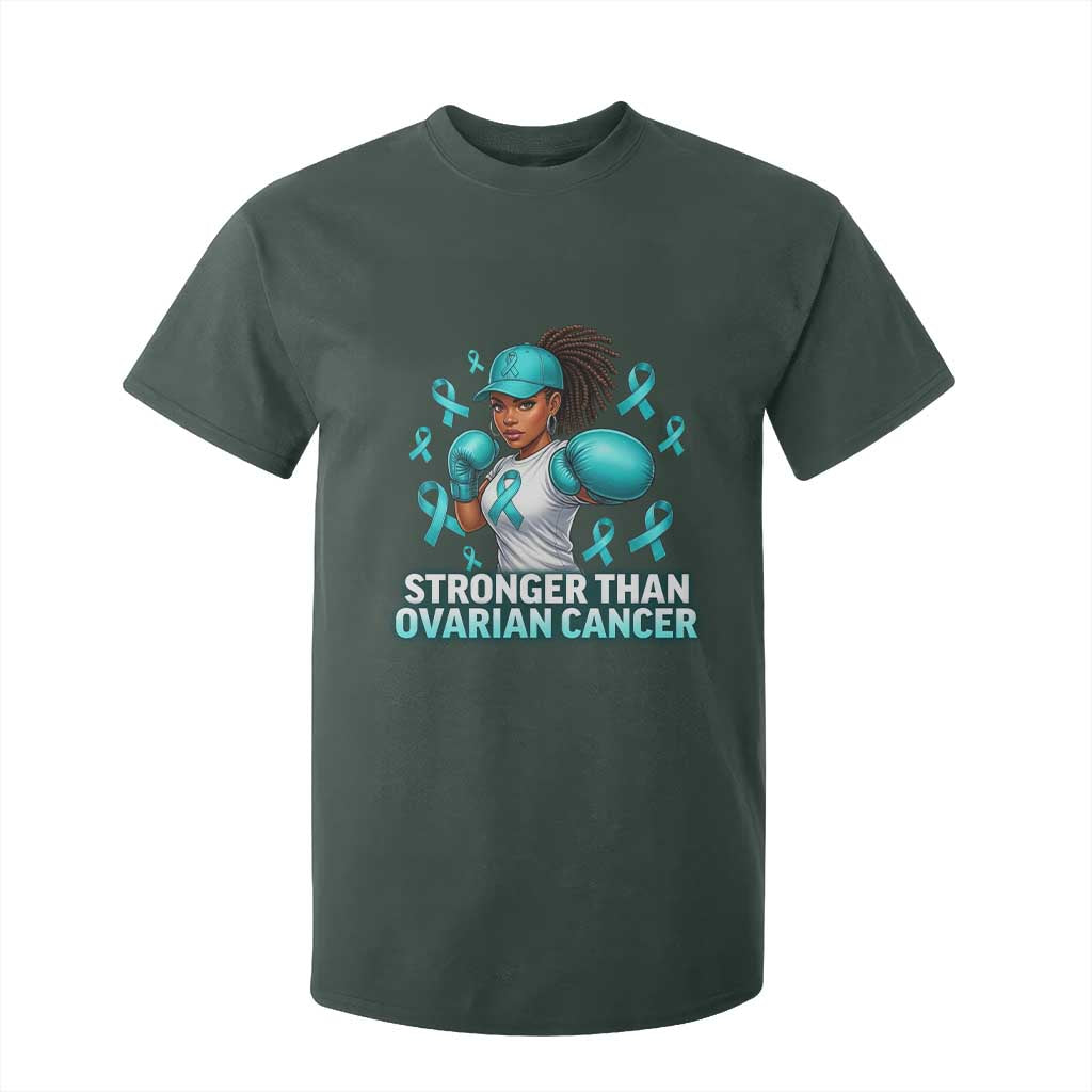 Black Women Fight Ovarian Cancer Awareness T Shirt For Kid African American Teal Ribbon Support TS10 Dark Forest Green Print Your Wear