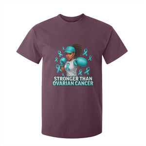 Black Women Fight Ovarian Cancer Awareness T Shirt For Kid African American Teal Ribbon Support TS10 Maroon Print Your Wear