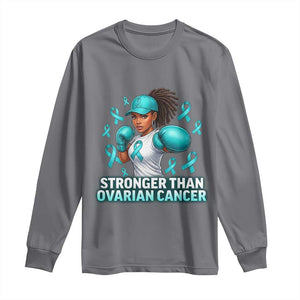 Black Women Fight Ovarian Cancer Awareness Long Sleeve Shirt African American Teal Ribbon Support TS10 Charcoal Print Your Wear
