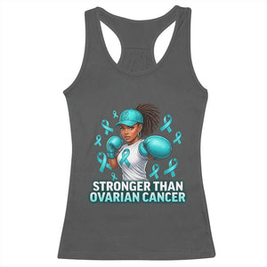 Black Women Fight Ovarian Cancer Awareness Racerback Tank Top African American Teal Ribbon Support TS10 Dark Heather Print Your Wear