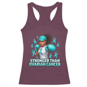 Black Women Fight Ovarian Cancer Awareness Racerback Tank Top African American Teal Ribbon Support TS10 Maroon Print Your Wear