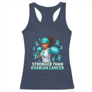 Black Women Fight Ovarian Cancer Awareness Racerback Tank Top African American Teal Ribbon Support TS10 Navy Print Your Wear