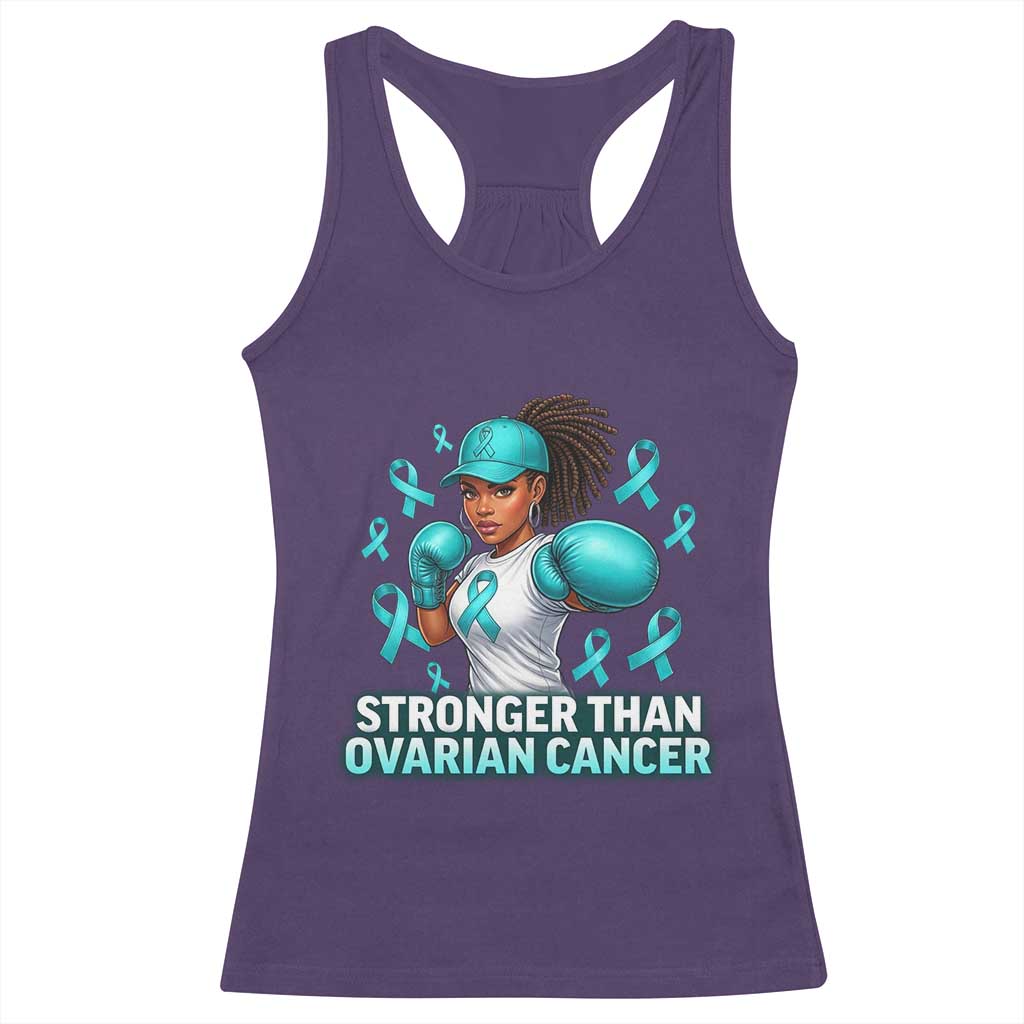 Black Women Fight Ovarian Cancer Awareness Racerback Tank Top African American Teal Ribbon Support TS10 Purple Print Your Wear