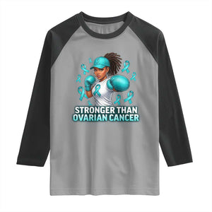 Black Women Fight Ovarian Cancer Awareness Raglan Shirt African American Teal Ribbon Support TS10 Sport Gray Black Print Your Wear
