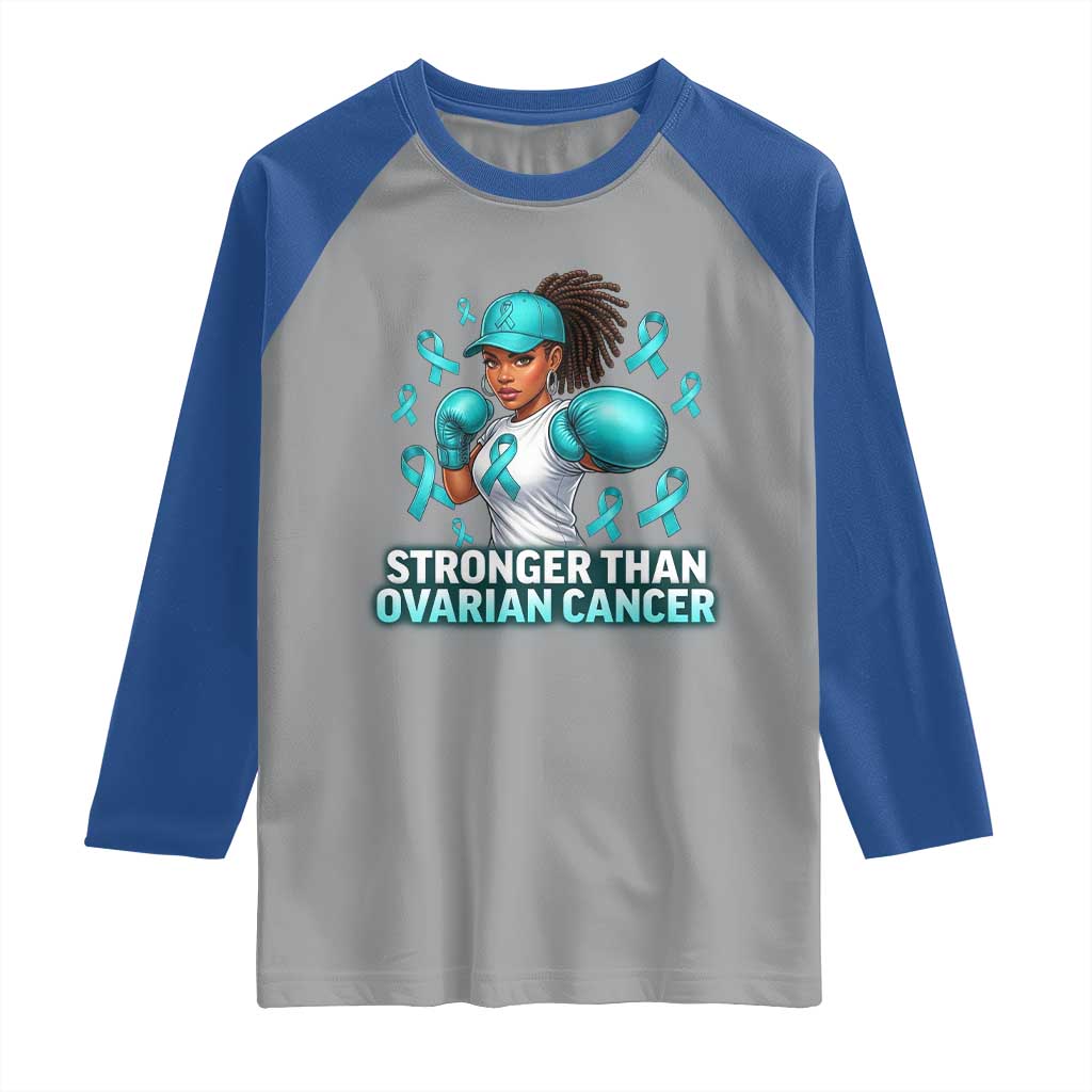 Black Women Fight Ovarian Cancer Awareness Raglan Shirt African American Teal Ribbon Support TS10 Sport Gray Royal Print Your Wear