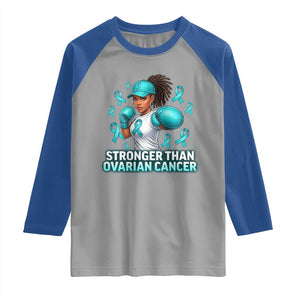 Black Women Fight Ovarian Cancer Awareness Raglan Shirt African American Teal Ribbon Support TS10 Sport Gray Royal Print Your Wear