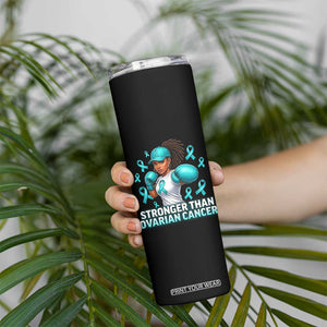 Black Women Fight Ovarian Cancer Awareness Skinny Tumbler African American Teal Ribbon Support TS10 Print Your Wear