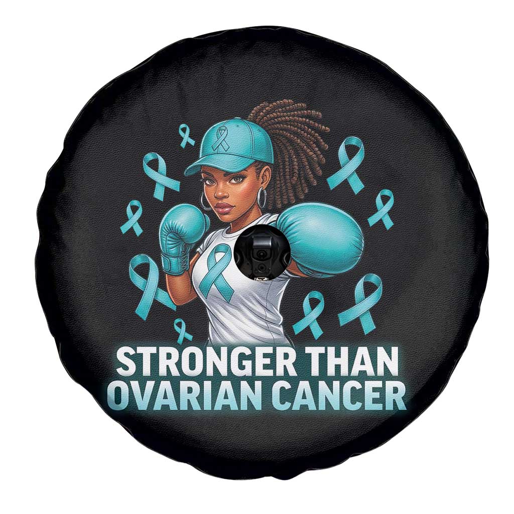 Black Women Fight Ovarian Cancer Awareness Spare Tire Cover African American Teal Ribbon Support TS10 Print Your Wear
