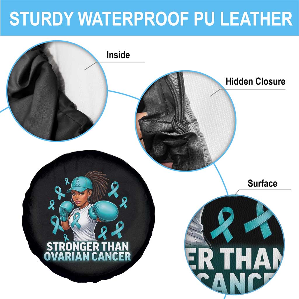 Black Women Fight Ovarian Cancer Awareness Spare Tire Cover African American Teal Ribbon Support TS10 Print Your Wear