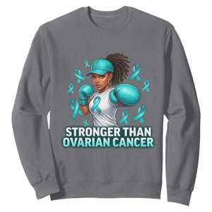 Black Women Fight Ovarian Cancer Awareness Sweatshirt African American Teal Ribbon Support TS10 Charcoal Print Your Wear
