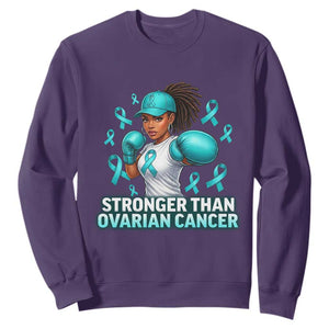 Black Women Fight Ovarian Cancer Awareness Sweatshirt African American Teal Ribbon Support TS10 Purple Print Your Wear