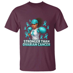 Black Women Fight Ovarian Cancer Awareness T Shirt African American Teal Ribbon Support TS10 Maroon Print Your Wear