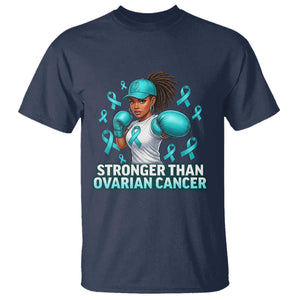 Black Women Fight Ovarian Cancer Awareness T Shirt African American Teal Ribbon Support TS10 Navy Print Your Wear