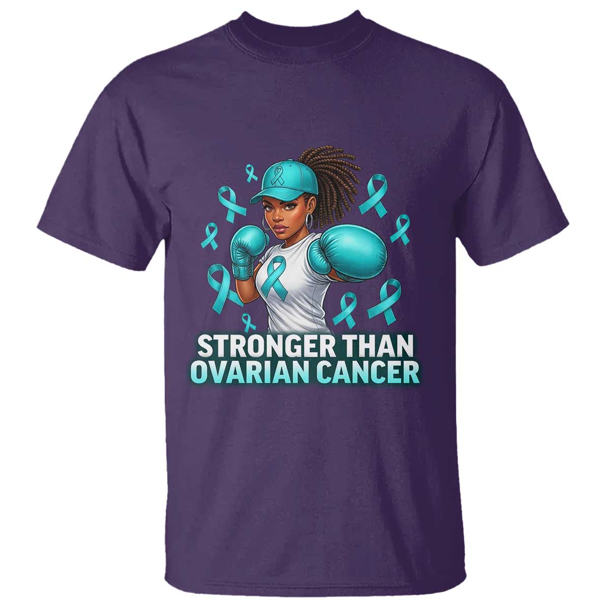 Black Women Fight Ovarian Cancer Awareness T Shirt African American Teal Ribbon Support TS10 Purple Print Your Wear