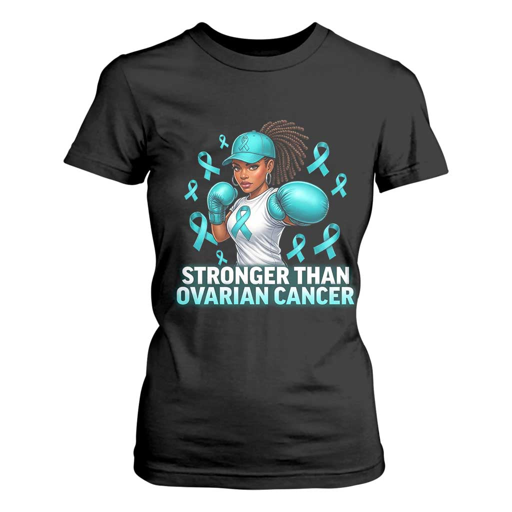 Black Women Fight Ovarian Cancer Awareness T Shirt For Women African American Teal Ribbon Support TS10 Black Print Your Wear