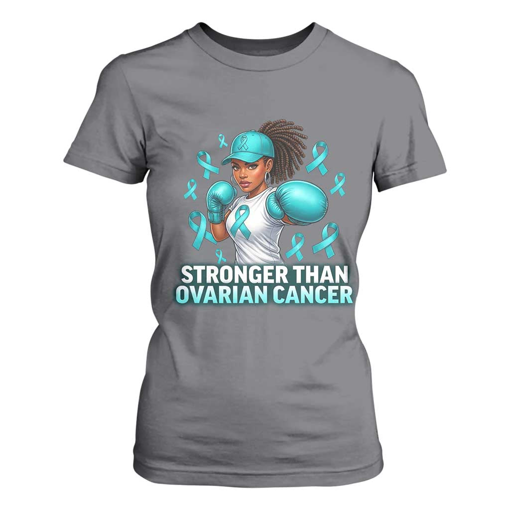 Black Women Fight Ovarian Cancer Awareness T Shirt For Women African American Teal Ribbon Support TS10 Charcoal Print Your Wear