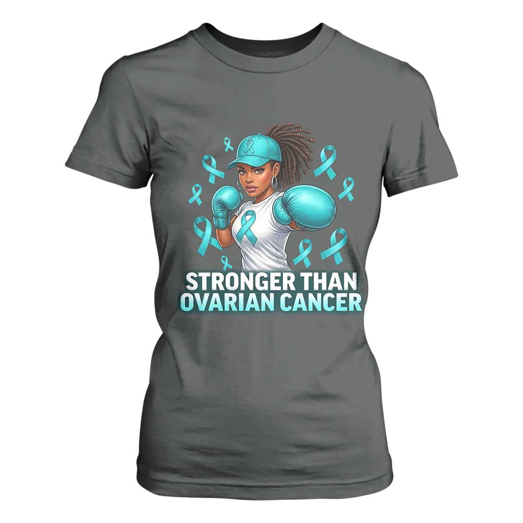 Black Women Fight Ovarian Cancer Awareness T Shirt For Women African American Teal Ribbon Support TS10 Dark Heather Print Your Wear