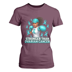Black Women Fight Ovarian Cancer Awareness T Shirt For Women African American Teal Ribbon Support TS10 Maroon Print Your Wear