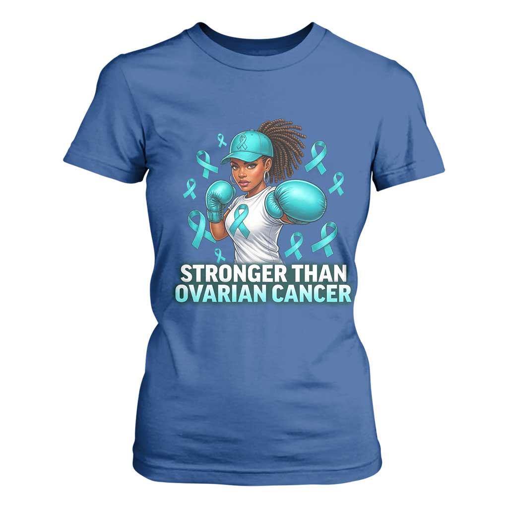 Black Women Fight Ovarian Cancer Awareness T Shirt For Women African American Teal Ribbon Support TS10 Royal Blue Print Your Wear