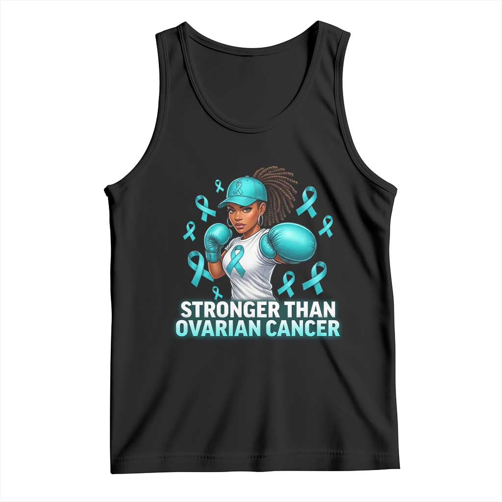 Black Women Fight Ovarian Cancer Awareness Tank Top African American Teal Ribbon Support TS10 Black Print Your Wear