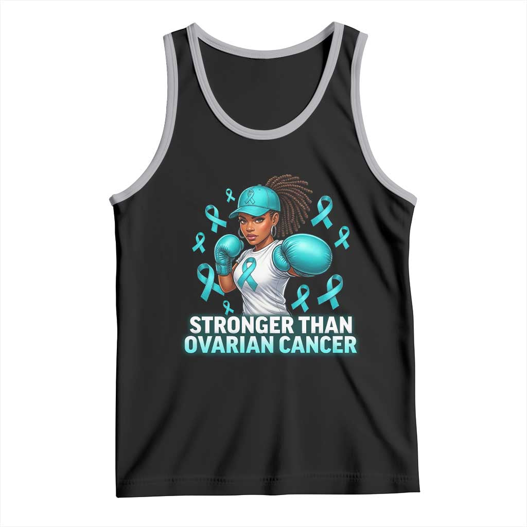 Black Women Fight Ovarian Cancer Awareness Tank Top African American Teal Ribbon Support TS10 Black Athletic Heather Print Your Wear