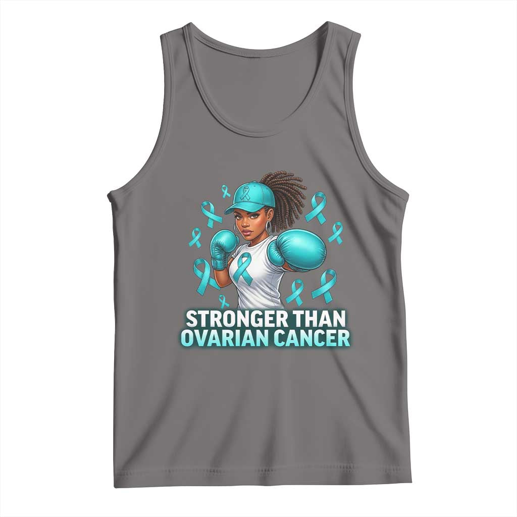 Black Women Fight Ovarian Cancer Awareness Tank Top African American Teal Ribbon Support TS10 Deep Heather Print Your Wear