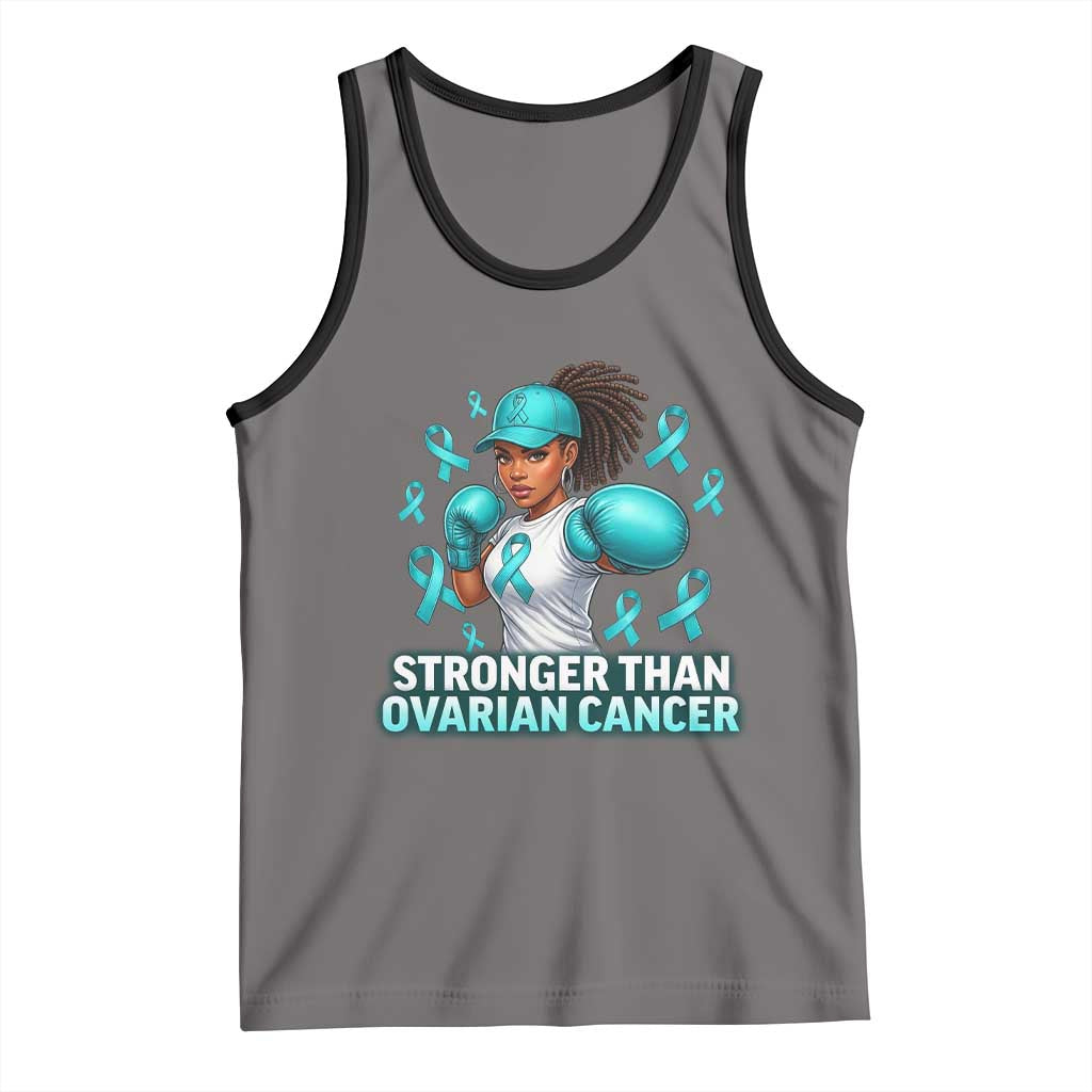 Black Women Fight Ovarian Cancer Awareness Tank Top African American Teal Ribbon Support TS10 Deep Heather Black Print Your Wear
