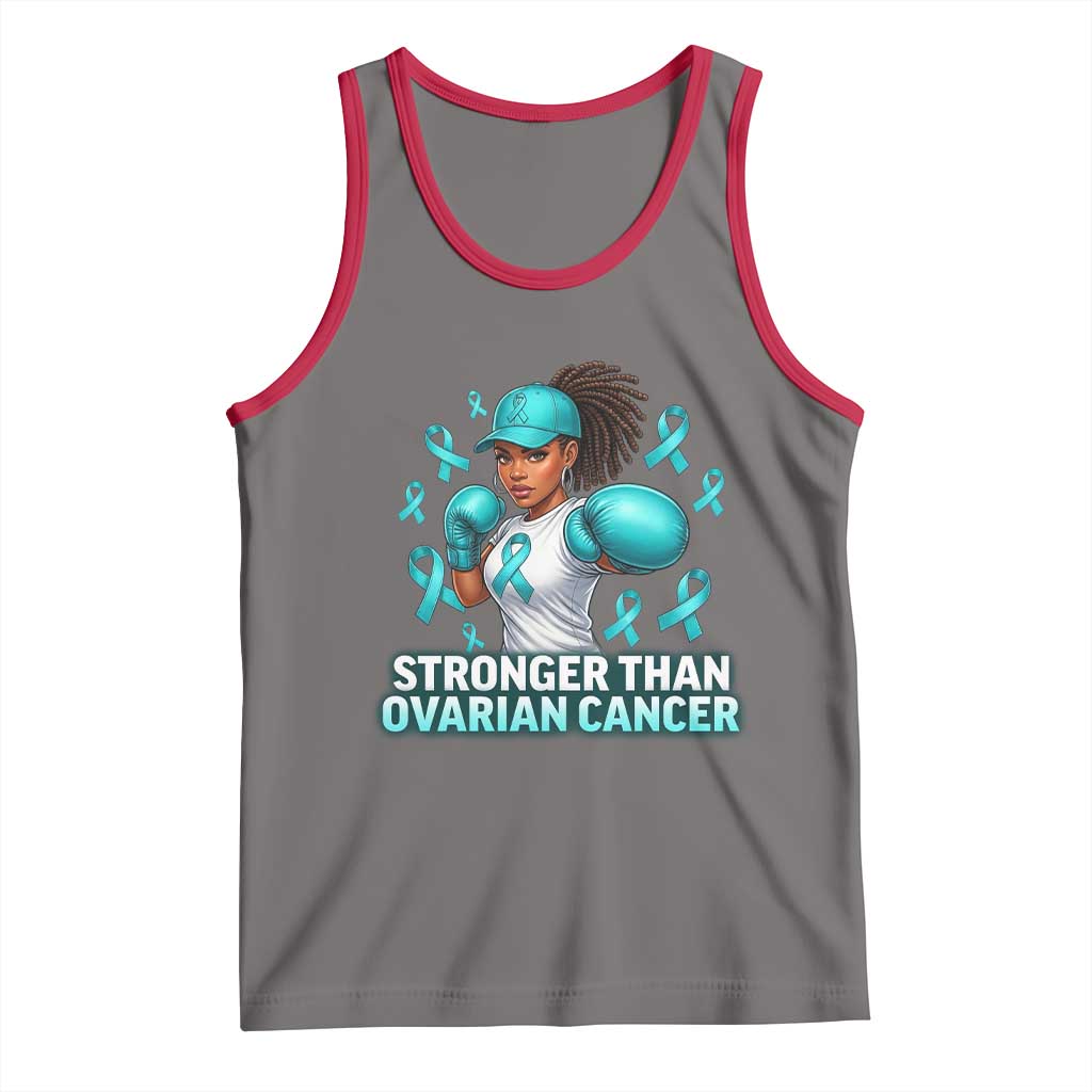 Black Women Fight Ovarian Cancer Awareness Tank Top African American Teal Ribbon Support TS10 Deep Heather Red Print Your Wear