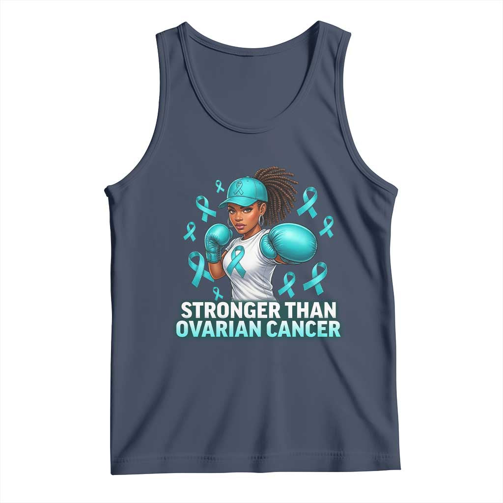 Black Women Fight Ovarian Cancer Awareness Tank Top African American Teal Ribbon Support TS10 Navy Print Your Wear