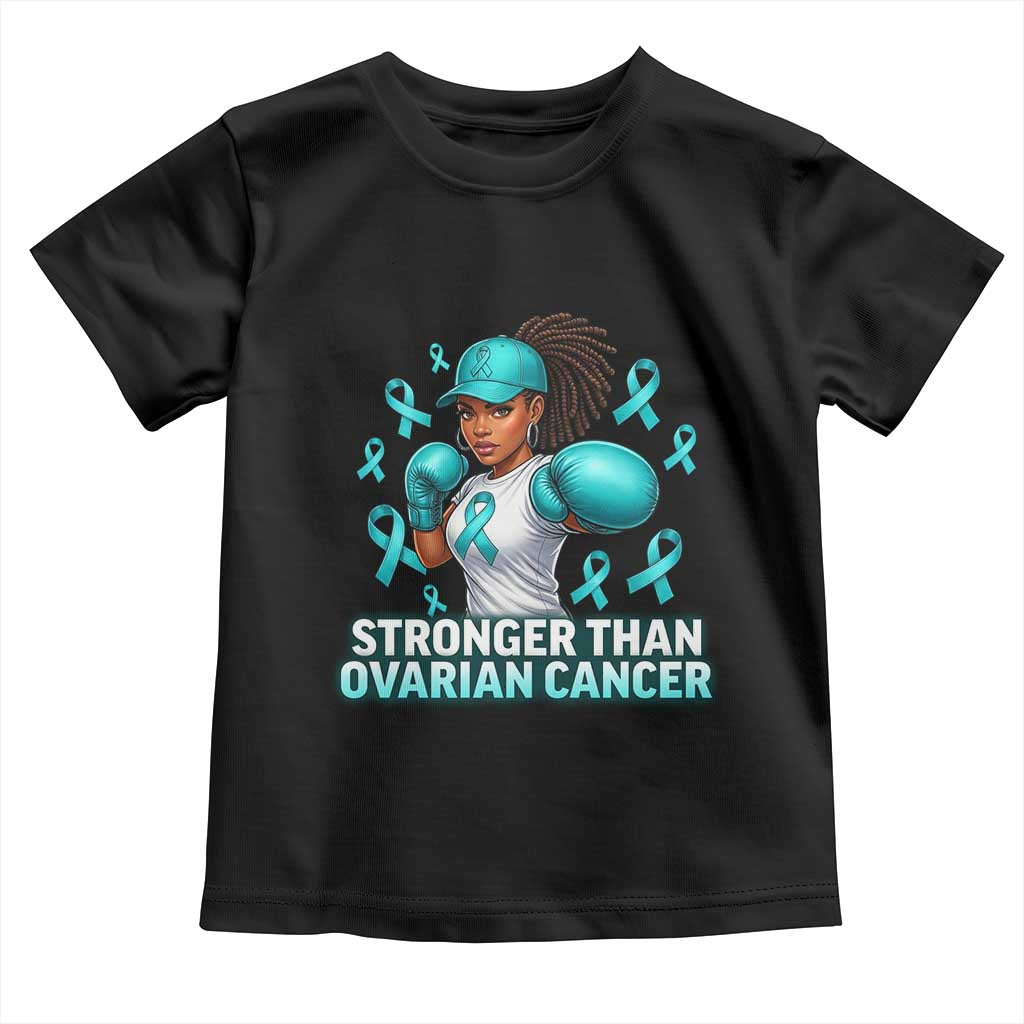 Black Women Fight Ovarian Cancer Awareness Toddler T Shirt African American Teal Ribbon Support TS10 Black Print Your Wear