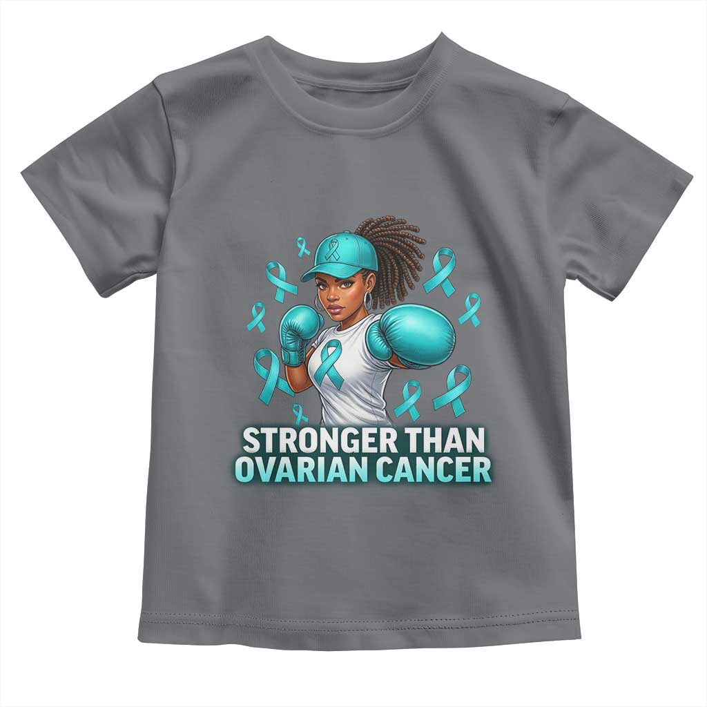 Black Women Fight Ovarian Cancer Awareness Toddler T Shirt African American Teal Ribbon Support TS10 Charcoal Print Your Wear