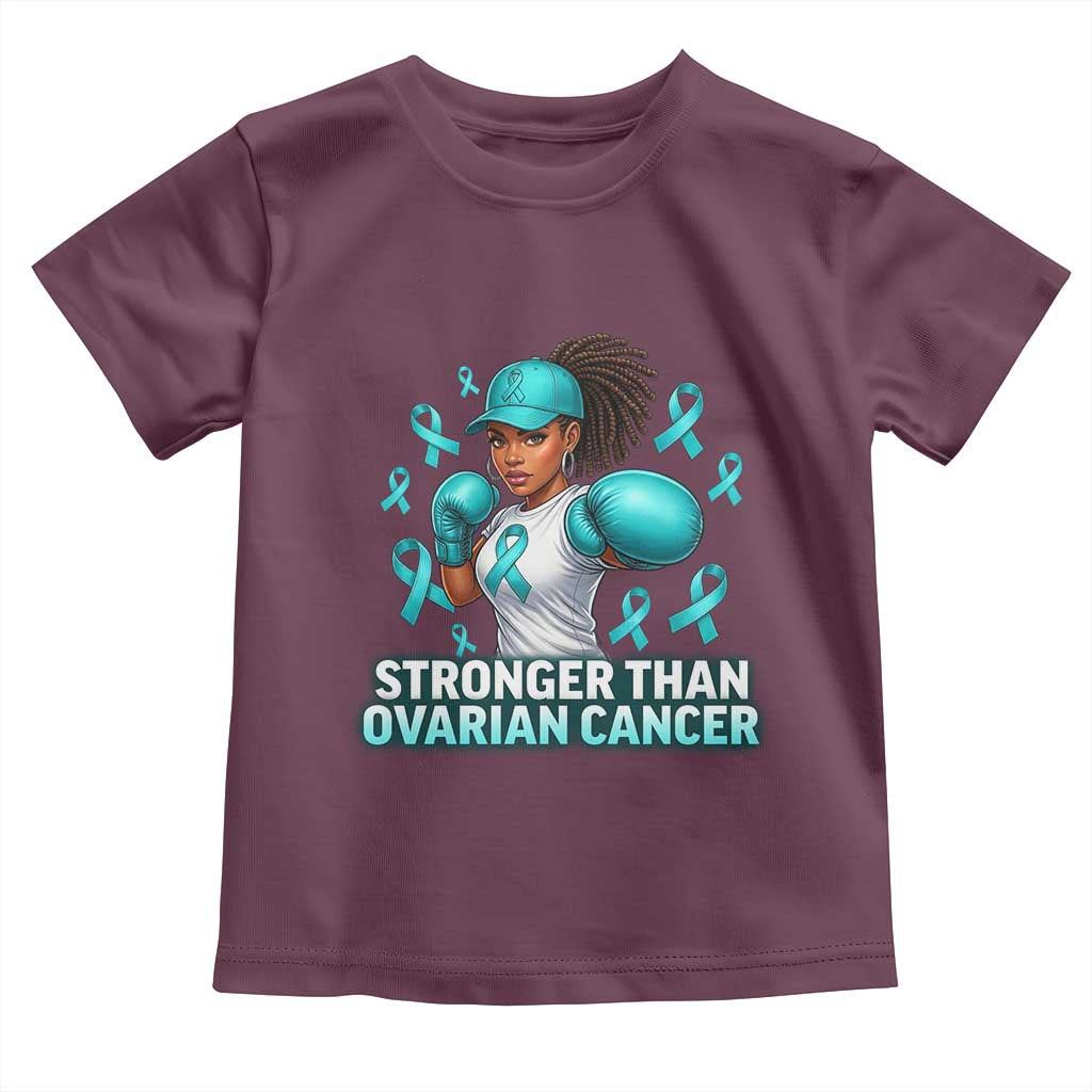 Black Women Fight Ovarian Cancer Awareness Toddler T Shirt African American Teal Ribbon Support TS10 Maroon Print Your Wear