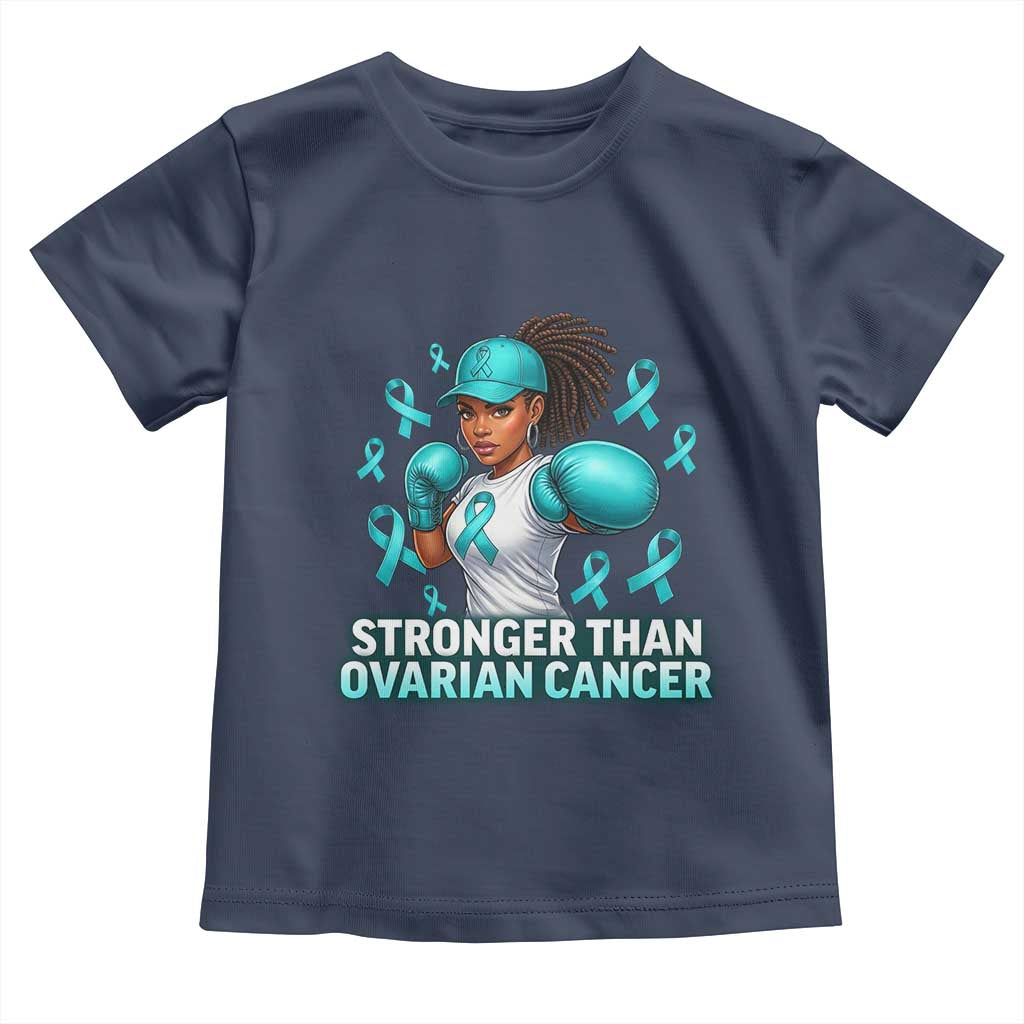 Black Women Fight Ovarian Cancer Awareness Toddler T Shirt African American Teal Ribbon Support TS10 Navy Print Your Wear