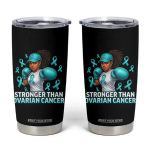 Black Women Fight Ovarian Cancer Awareness Tumbler Cup African American Teal Ribbon Support TS10 Black Print Your Wear