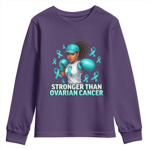 Black Women Fight Ovarian Cancer Awareness Youth Sweatshirt African American Teal Ribbon Support TS10 Purple Print Your Wear