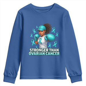 Black Women Fight Ovarian Cancer Awareness Youth Sweatshirt African American Teal Ribbon Support TS10 Royal Blue Print Your Wear