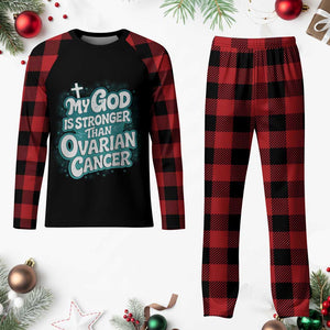 My God is Stronger Than Ovarian Cancer Plaid Pajama Set TS10 Buffalo Plaid Print Your Wear