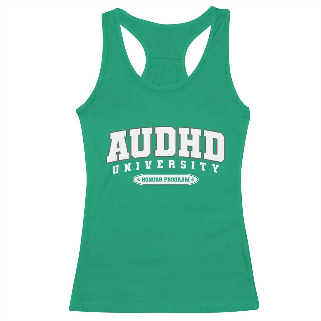 AUDHD Racerback Tank Top Neurodivergent ADHD Autism Awareness Neurotypical Gift TS10 Irish Green Print Your Wear