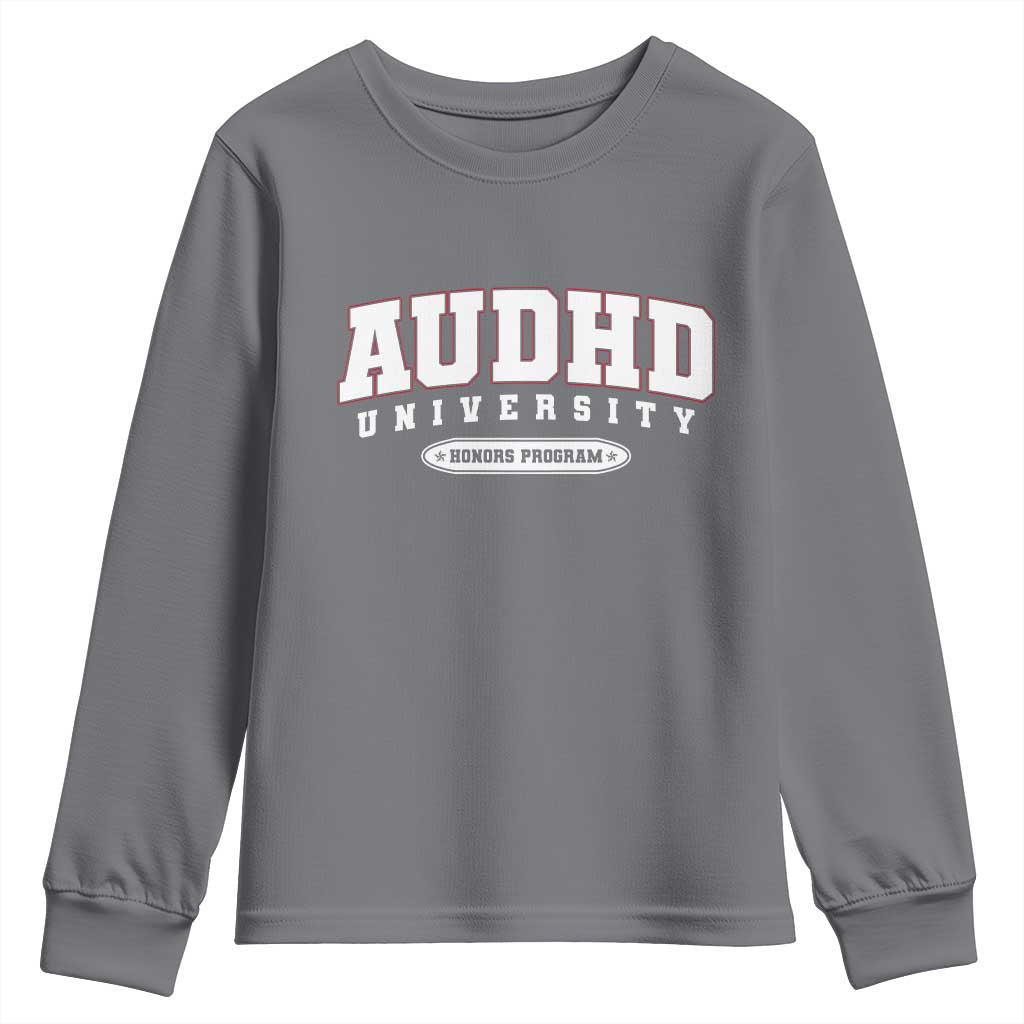 AUDHD Youth Sweatshirt Neurodivergent ADHD Autism Awareness Neurotypical Gift TS10 Charcoal Print Your Wear