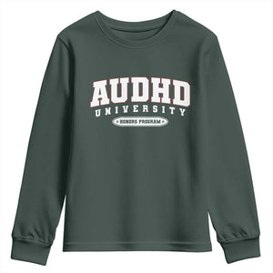 AUDHD Youth Sweatshirt Neurodivergent ADHD Autism Awareness Neurotypical Gift TS10 Dark Forest Green Print Your Wear