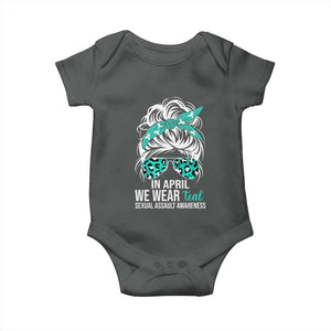 Sexual Assault Awareness Baby Onesie In April We Wear Teal Women TS10 Dark Heather Print Your Wear