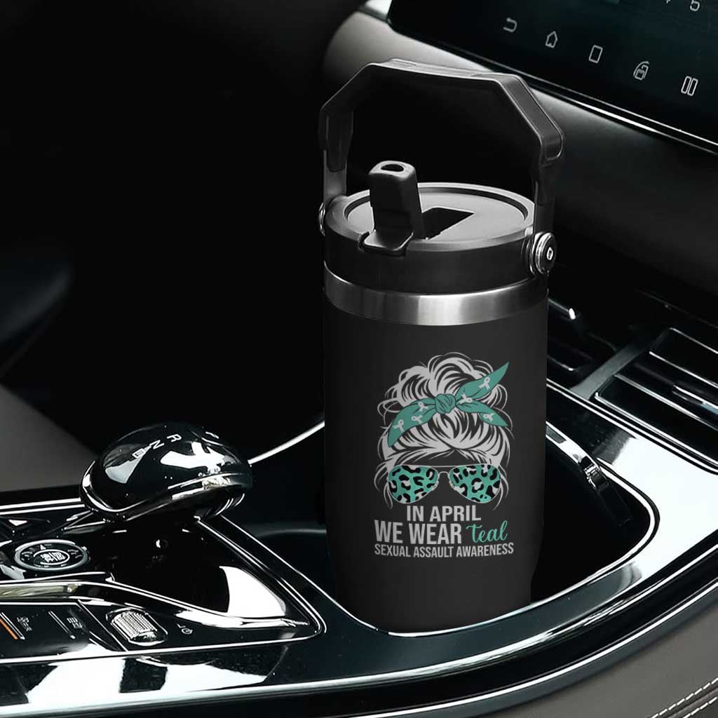 Sexual Assault Awareness Flip Straw Tumbler In April We Wear Teal Women TS10 Print Your Wear