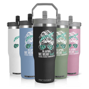Sexual Assault Awareness Flip Straw Tumbler In April We Wear Teal Women TS10 Print Your Wear