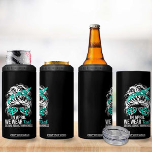 Sexual Assault Awareness 4 in 1 Can Cooler Tumbler In April We Wear Teal Women TS10 Print Your Wear