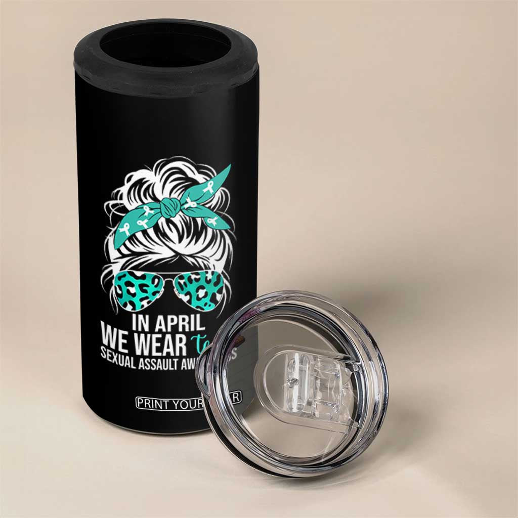 Sexual Assault Awareness 4 in 1 Can Cooler Tumbler In April We Wear Teal Women TS10 Print Your Wear