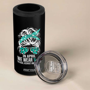 Sexual Assault Awareness 4 in 1 Can Cooler Tumbler In April We Wear Teal Women TS10 Print Your Wear