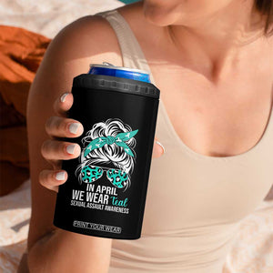 Sexual Assault Awareness 4 in 1 Can Cooler Tumbler In April We Wear Teal Women TS10 Print Your Wear