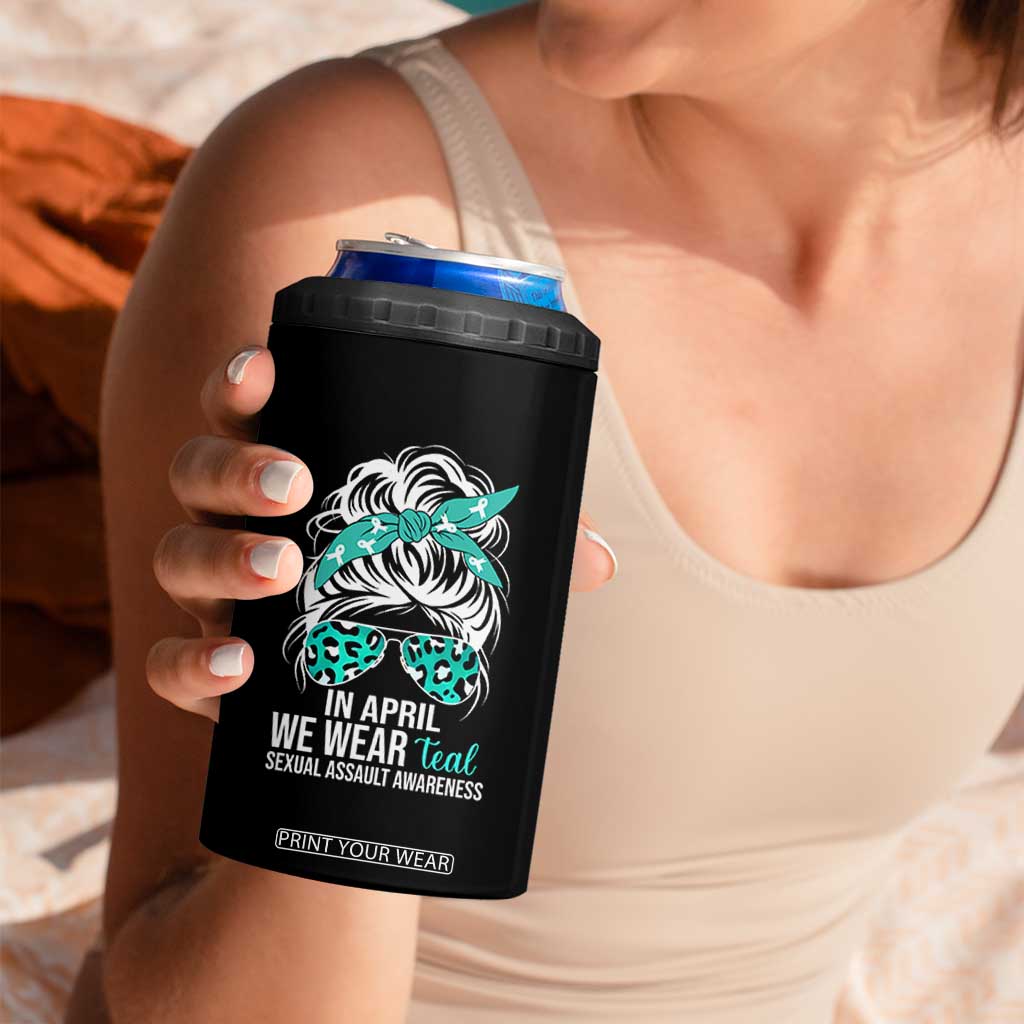 Sexual Assault Awareness 4 in 1 Can Cooler Tumbler In April We Wear Teal Women TS10 Print Your Wear