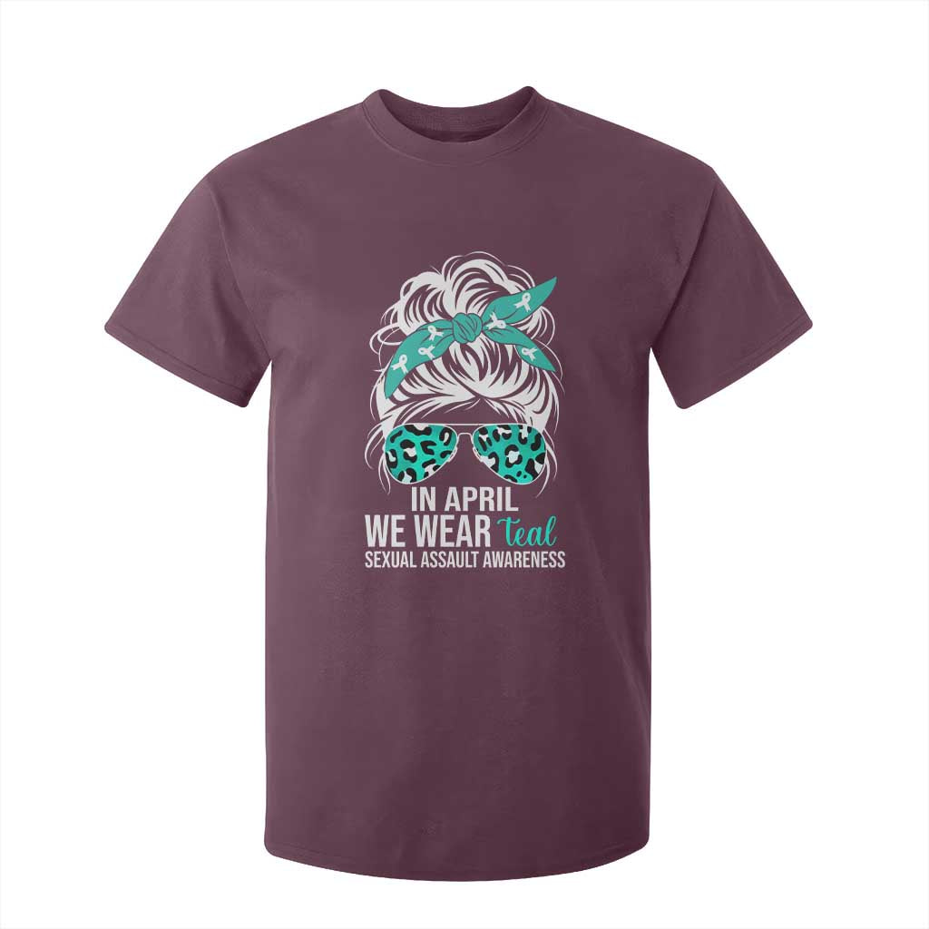 Sexual Assault Awareness T Shirt For Kid In April We Wear Teal Women TS10 Maroon Print Your Wear