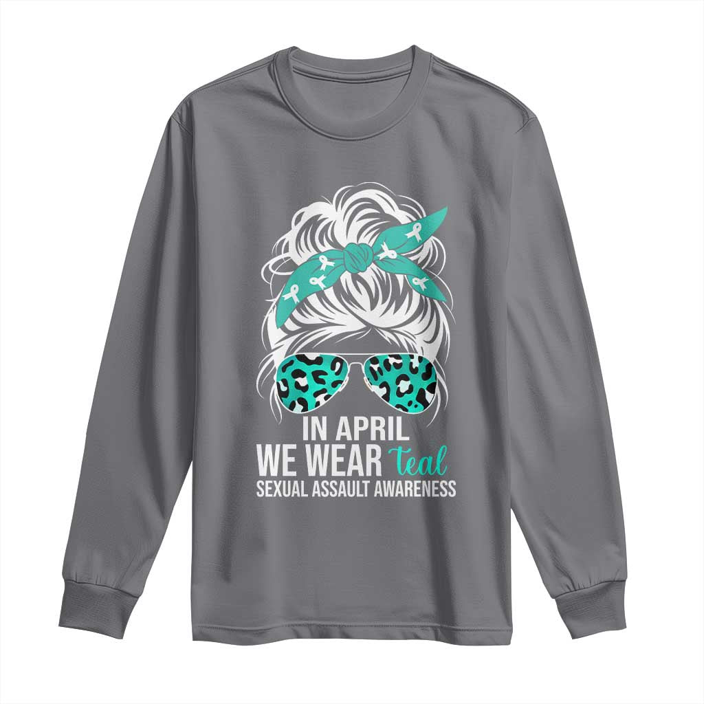Sexual Assault Awareness Long Sleeve Shirt In April We Wear Teal Women TS10 Charcoal Print Your Wear